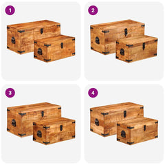 Storage Box Rough Mango Wood Multiple Sizes Included Sturdy