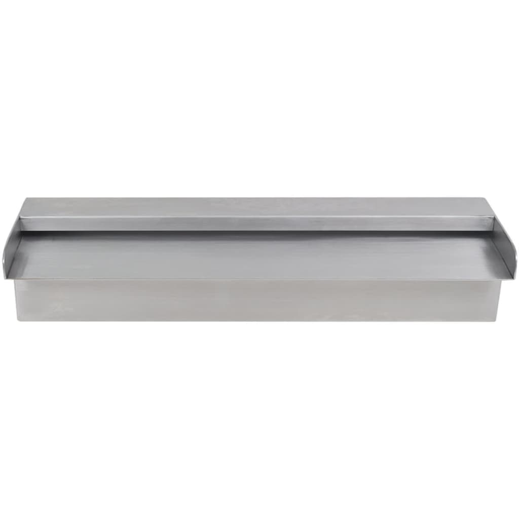 Rectangular stainless steel pool waterfall fountain, 17.7 inches wide.
