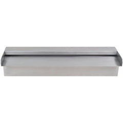 Rectangular stainless steel pool waterfall fountain, 17.7 inches wide.