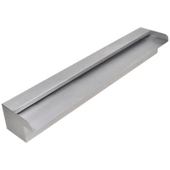 A 23.6-inch rectangular stainless steel waterfall fountain for pools, with a smooth spillway.