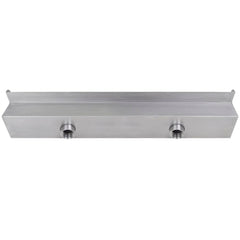 Stainless steel rectangular waterfall pool fountain, 23.6 inches long with twin inlets.
