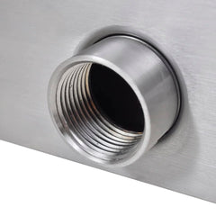 Stainless steel rectangular waterfall pool fountain with threaded inlet, 23.6 inches.