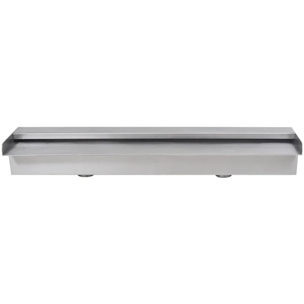 Stainless steel rectangular waterfall pool fountain, 23.6 inches wide.