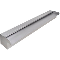 A rectangular stainless steel waterfall pool fountain measuring 35.4 inches long.