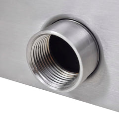 Stainless steel rectangular waterfall pool fountain with threaded connector, 35.4 inches.