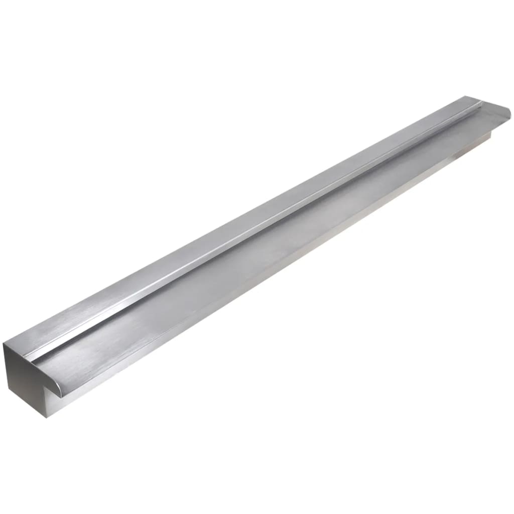Stainless steel rectangular waterfall pool fountain, 47.2 inches long.