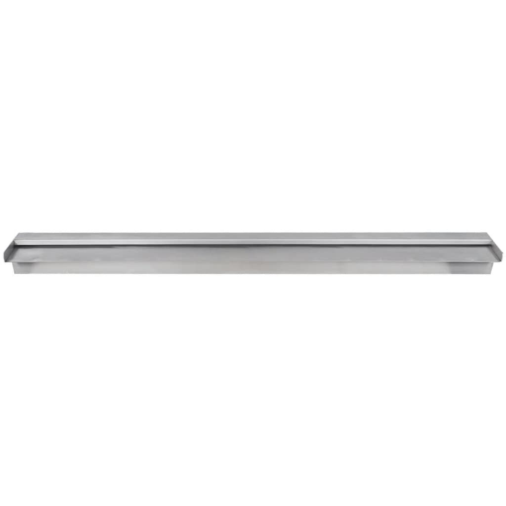 Stainless steel rectangular waterfall pool fountain measuring 47.2 inches long.
