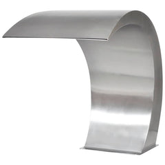 Stainless steel garden waterfall fountain, 17.7x11.8x23.6 inches, curved design.