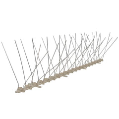 Set of 6 Bostome 4-row plastic bird spikes, 10 feet long with metal pins and plastic base