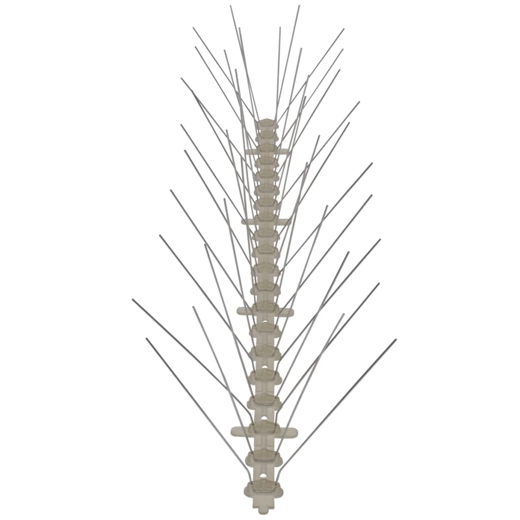 Set of six 4-row plastic bird spikes with stainless steel pins, covering 10 feet.