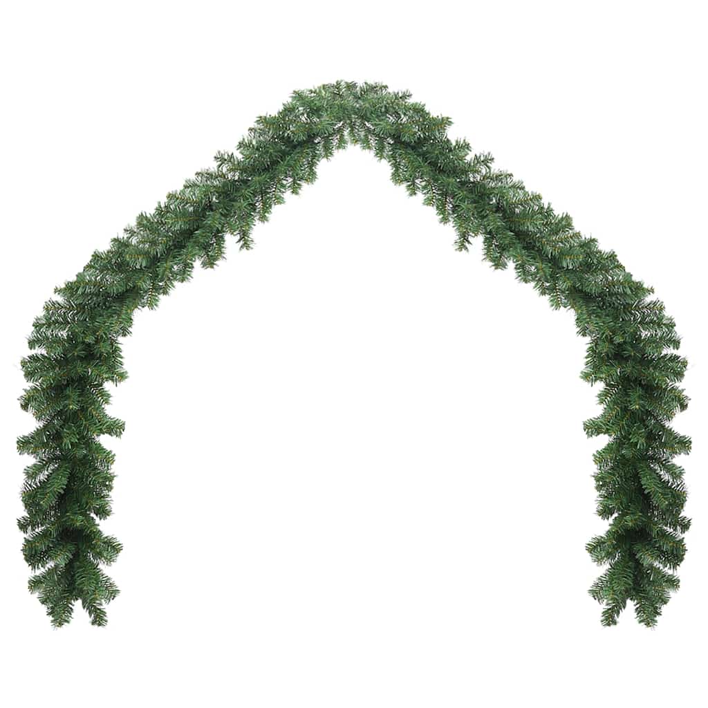 16ft Christmas garland with lush green PVC branches and warm white LED lights.