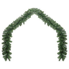 16ft Christmas garland with lush green PVC branches and warm white LED lights.