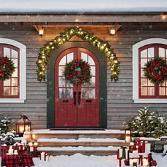 32.8-foot Christmas garland with warm white LED lights, 900 PVC tips, and 8 lighting effects.