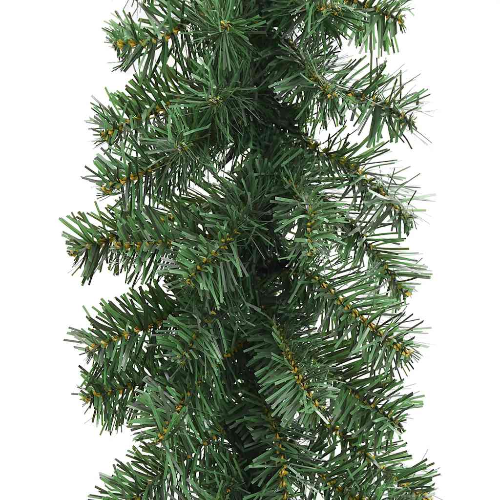 65.6-foot green PVC Christmas garland with 300 twinkling LED lights and lifelike branches.