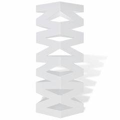 White square steel umbrella stand, 19.1 inches tall, with drip tray.