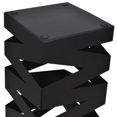Black square steel umbrella stand, 19.1 inches tall with zigzag base.