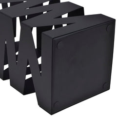 Black square steel umbrella stand, 19.1 inches tall, with zigzag design.