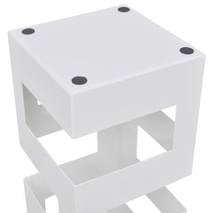 White square steel umbrella stand, 19.1 inches tall, with open frame and drip tray.