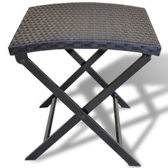 Garden Chair Black Poly Rattan Collapsible Folding Stool Square
