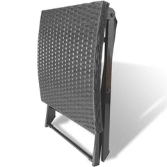 Garden Chair Black Poly Rattan Collapsible Folding Stool Square