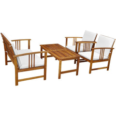 Garden Table And Chairs Brown Solid Acacia Wood Medium