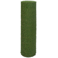 Rolled-up green artificial grass mat, 3.3 feet by 16.4 feet, UV-resistant.