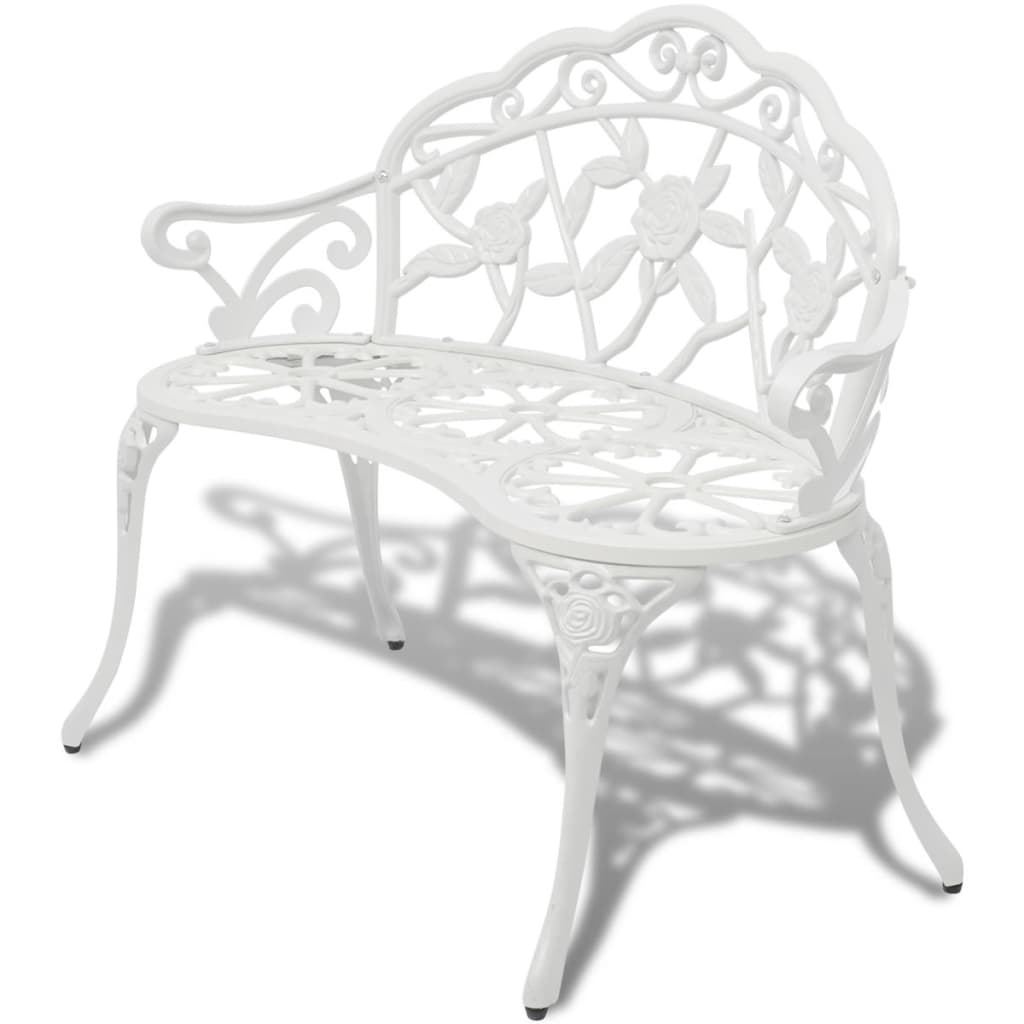 Garden Bench White Cast Aluminum and Cast Iron 39.4 in Durable