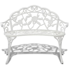 Garden Bench White Cast Aluminum and Cast Iron 39.4 in Durable