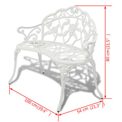 Garden Bench White Cast Aluminum and Cast Iron 39.4 in Durable