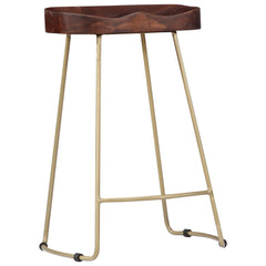 Bar Chair Set of 2 Walnut brown and brass
