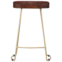 Bar Chair Set of 2 Walnut brown and brass