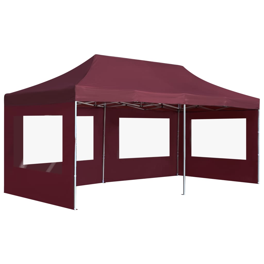 Professional Folding Party Tent with Walls Aluminum 19.7'x9.8' Wine Red