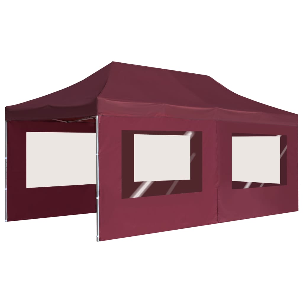 Professional Folding Party Tent with Walls Aluminum 19.7'x9.8' Wine Red