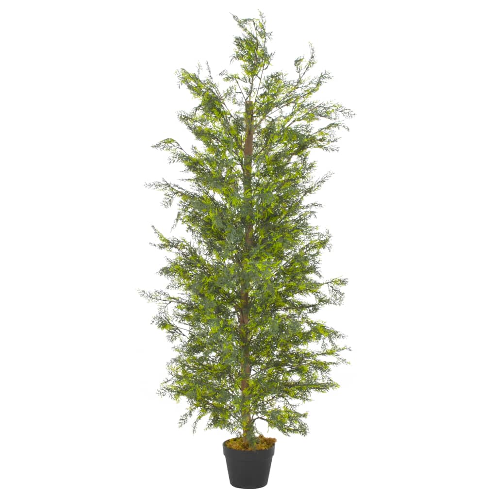 A 59.1-inch artificial green cypress tree in a black pot.