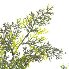 Artificial green cypress tree plant, 59.1 inches tall, in a pot with feathery foliage.