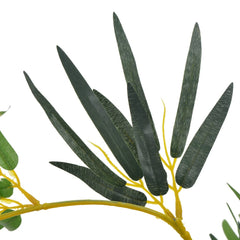 43.3-inch artificial green bamboo plant in a pot with variegated leaves on brown stems.