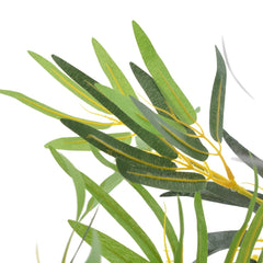 63-inch artificial bamboo plant in a black pot with green variegated leaves.