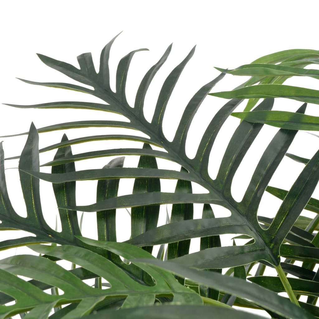 65-inch tall artificial green palm plant in a pot with lifelike textured leaves.