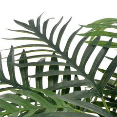 65-inch tall artificial green palm plant in a pot with lifelike textured leaves.