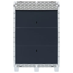 Light gray plastic garden dustbin with three dark gray bag holders.