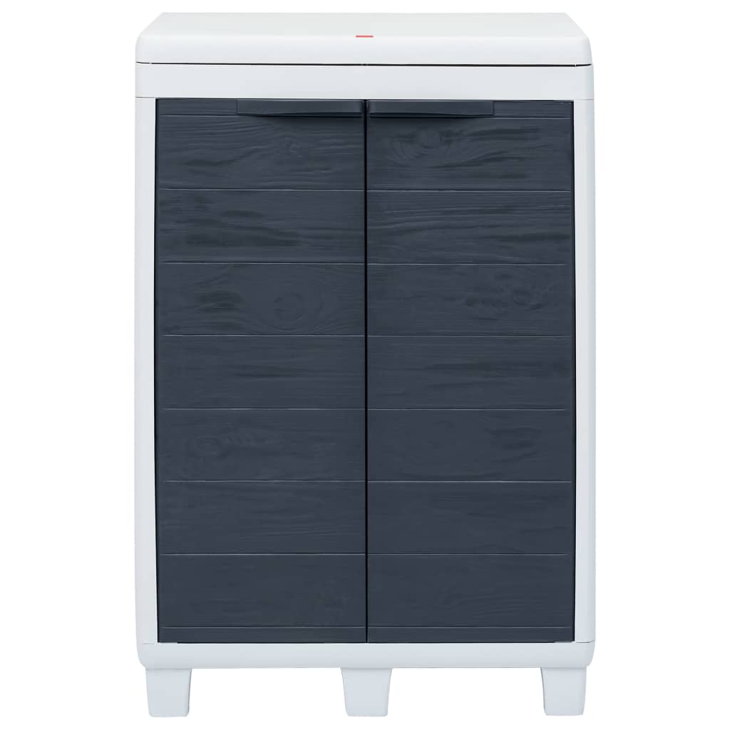 Bostome dark gray plastic garden dustbin with double doors and 3 bag holders, measuring 25.6x15x40.2 cm.