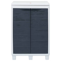 Bostome dark gray plastic garden dustbin with double doors and 3 bag holders, measuring 25.6x15x40.2 cm.