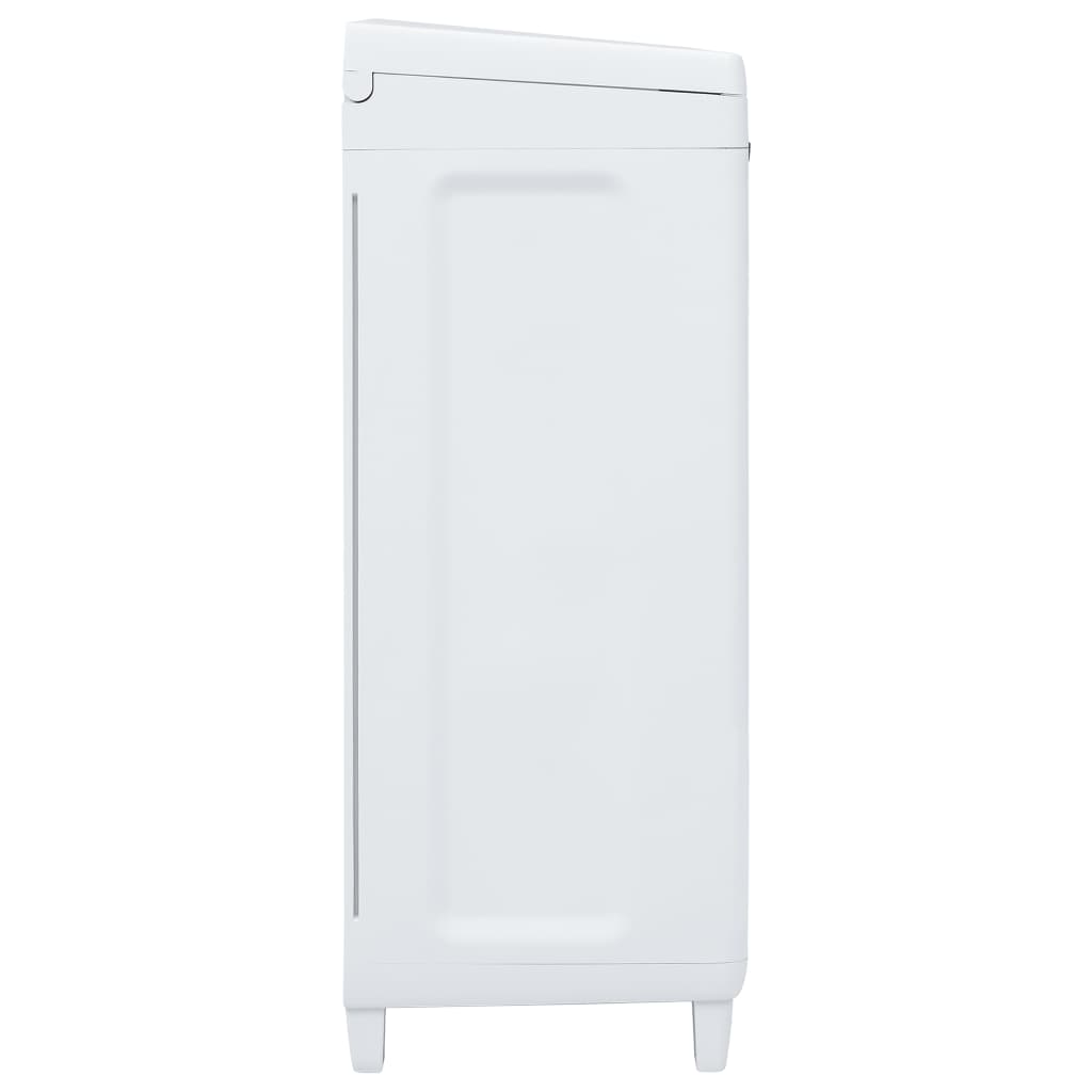 Dark gray plastic garden dustbin with three bag holders, measuring 25.6x15x40.2 cm.