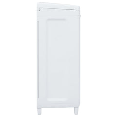 Dark gray plastic garden dustbin with three bag holders, measuring 25.6x15x40.2 cm.