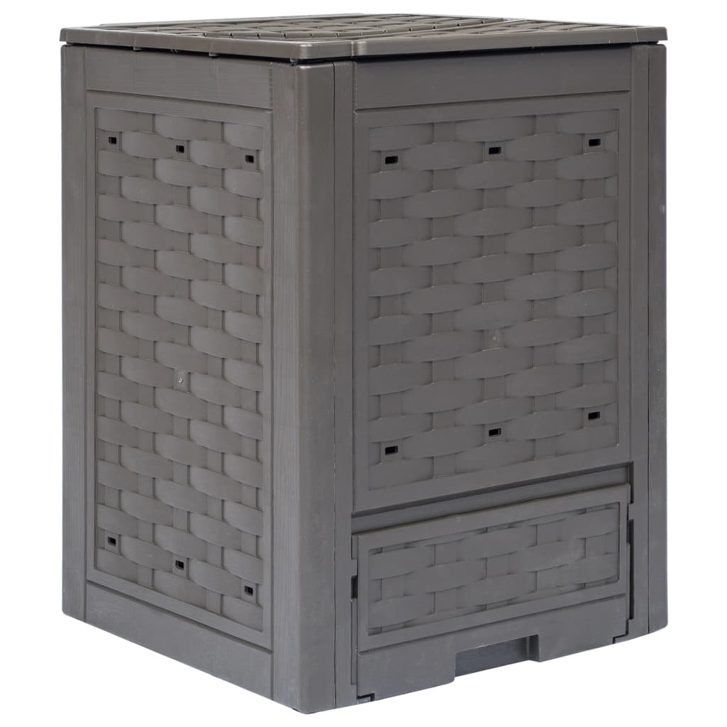 Garden Composter Brown 23.6x23.6x32.7 79.3gal Plastic Rattan