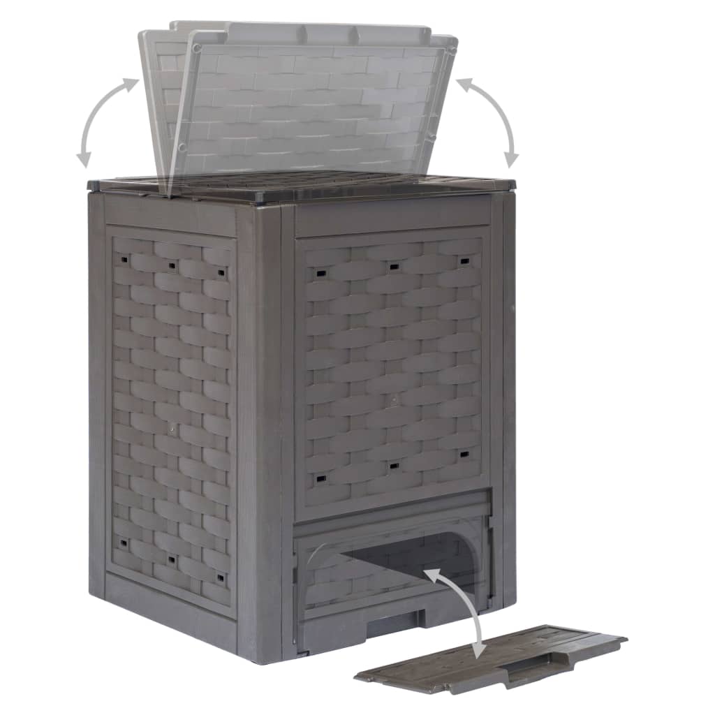 Garden Composter Brown 23.6x23.6x32.7 79.3gal Plastic Rattan