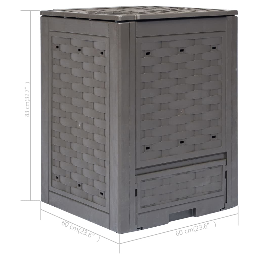 Garden Composter Brown 23.6x23.6x32.7 79.3gal Plastic Rattan