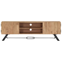 TV Stand Natural Wood Solid Acacia Wood 55.1 in Width TV Stand