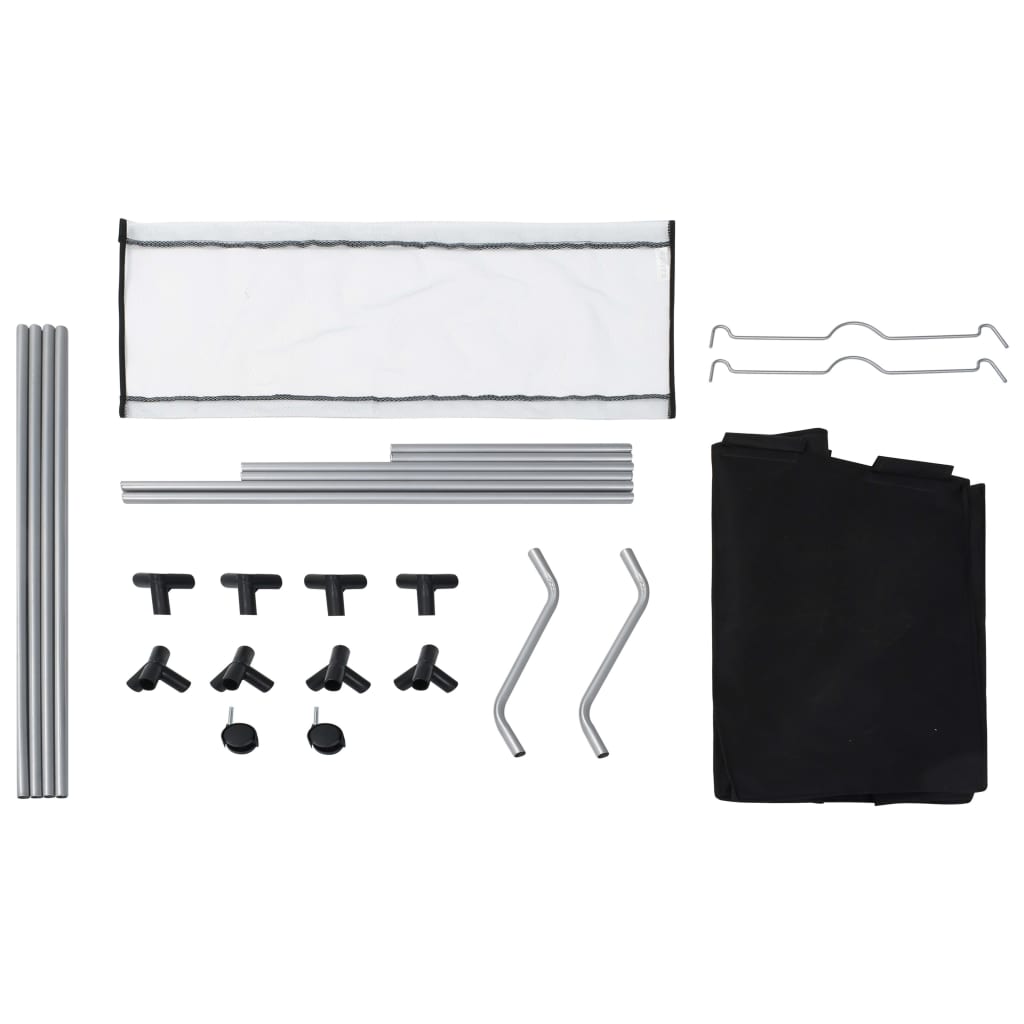 Black steel laundry sorter with three removable fabric bags and metal frame components.