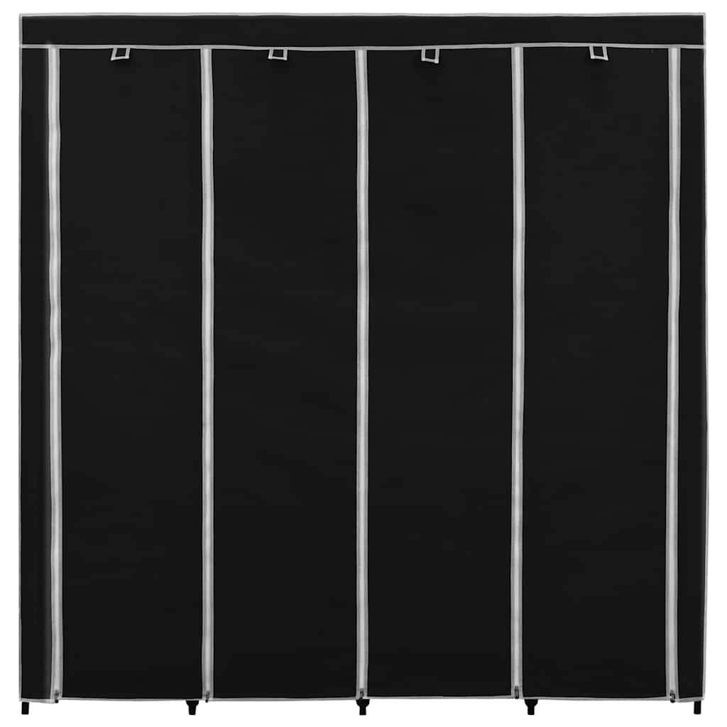 Wardrobe Black Iron frame and polyester fabric Large Wardrobe – Bostome